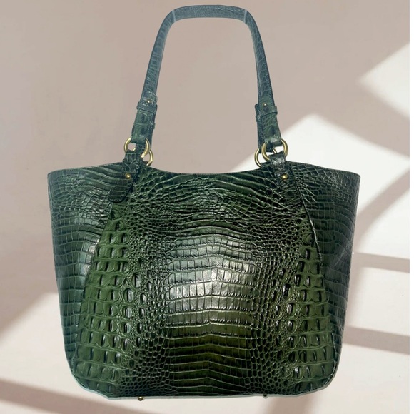 RARE Brahmin Melbourne Collette Double Handle Green Croc-Embossed Shoulder/Tote - Picture 7 of 7